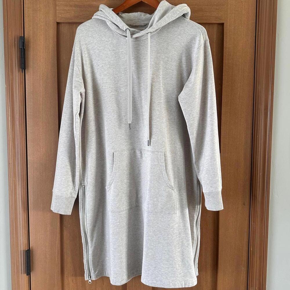 Garnet Hill Trainer Hooded Sweater Mini Dress Oatmeal Beige Women’s size Small